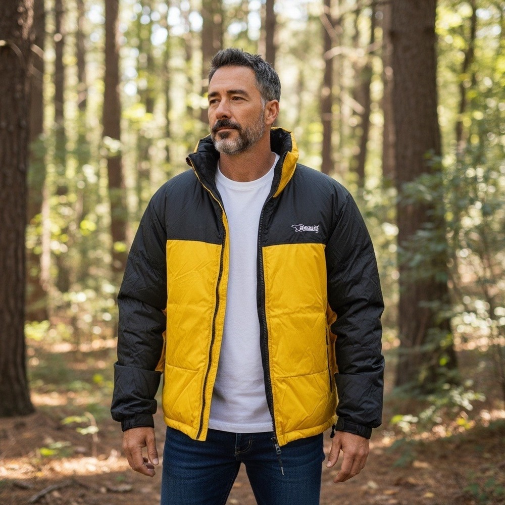 Rare VTG Bear USA Extreme Weather Reversible Duck Down Puffer Jacket Size L Zip‎